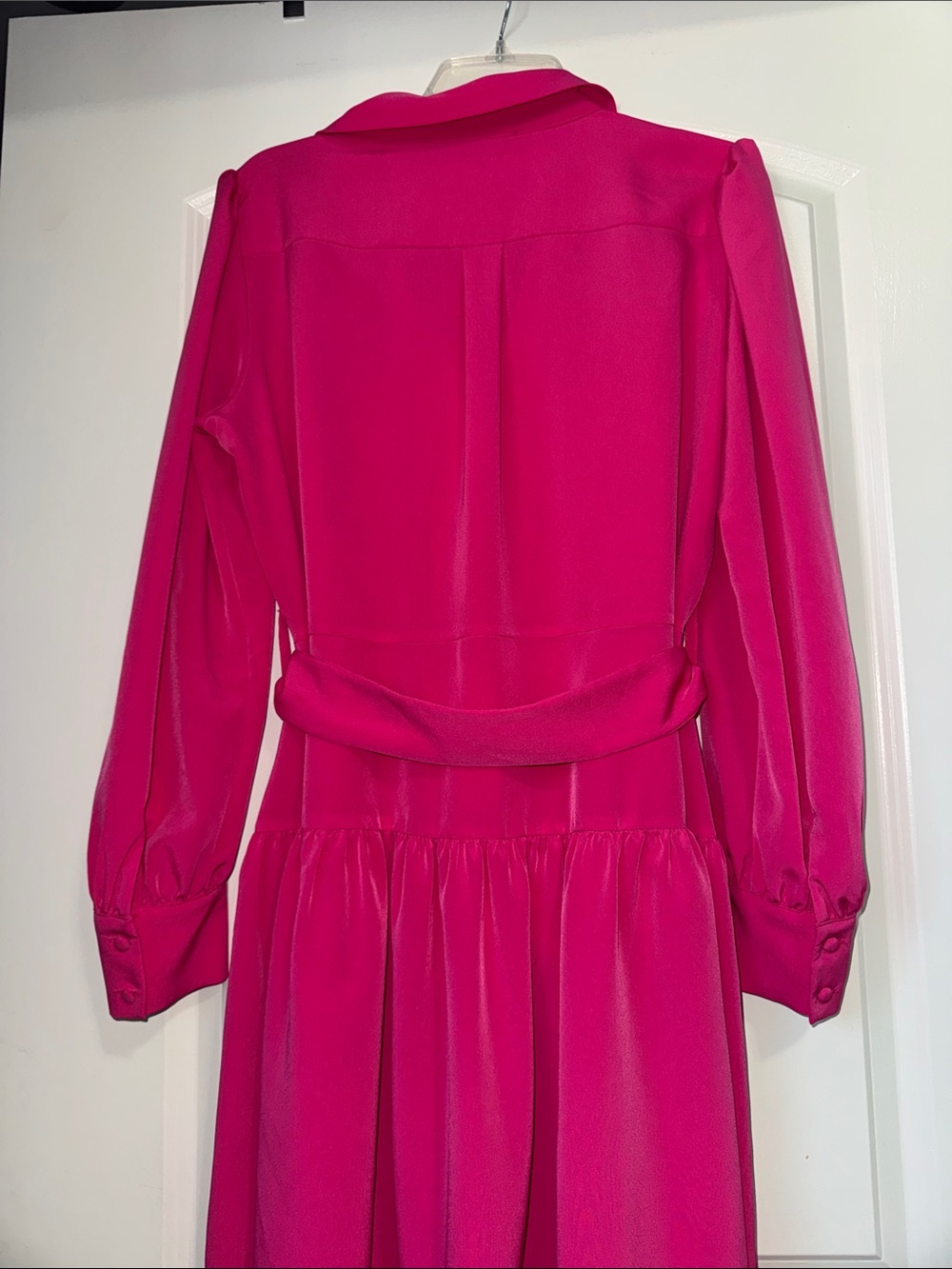 Karl Lagerfeld Hot Pink Long Sleeve Belted Dress - Picture 7 of 16